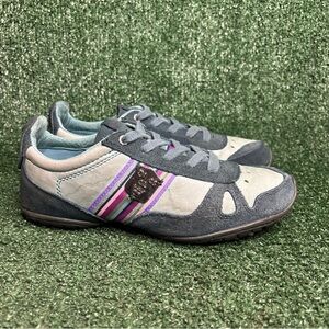 VTG Y2K Diesel CHEJU Women’s Blue Leather Suede Stripe Logo Shoes Sz 8